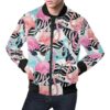 Flamingo Butterfly Hawaiian Tropical Pattern Print Mens Bomber Jacket