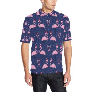Flamingo Christmas Men Polo Shirt