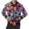 Flamingo Hawaiian Tropical Colorful Pattern Print Mens Bomber Jacket