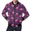 Flamingo Hawaiian Tropical Stripe Pattern Print Mens Bomber Jacket