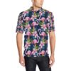 Flamingo Hibiscus Print Men Polo Shirt