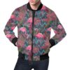 Flamingo Stripe Hawaiian Tropical Pattern Print Mens Bomber Jacket