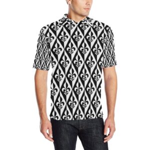 Fleur De Lis Black White Pattern Print Design 02 Men Polo Shirt