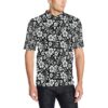 Floral Black White Themed Print Men Polo Shirt