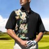 Floral Golf Club And Ball Polo Shirt