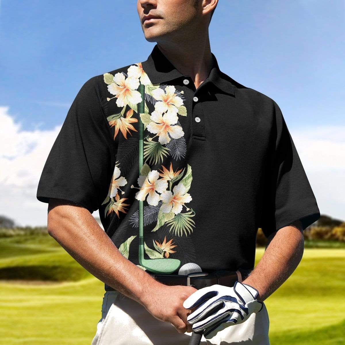 Floral Golf Club And Ball Polo Shirt Floral Golf Club And Ball Polo Shirt
