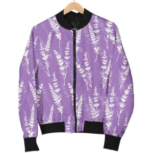 Floral Lavender Print Pattern Women Casual Bomber Jacket