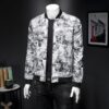 Floral Print Bomber Jacket Jaqueta Masculina Slim Fit Bomber Jacket