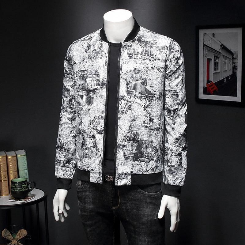 Floral Print Bomber Jacket Jaqueta Masculina Slim Fit Bomber Jacket Floral Print Bomber Jacket Jaqueta Masculina Slim Fit Bomber Jacket