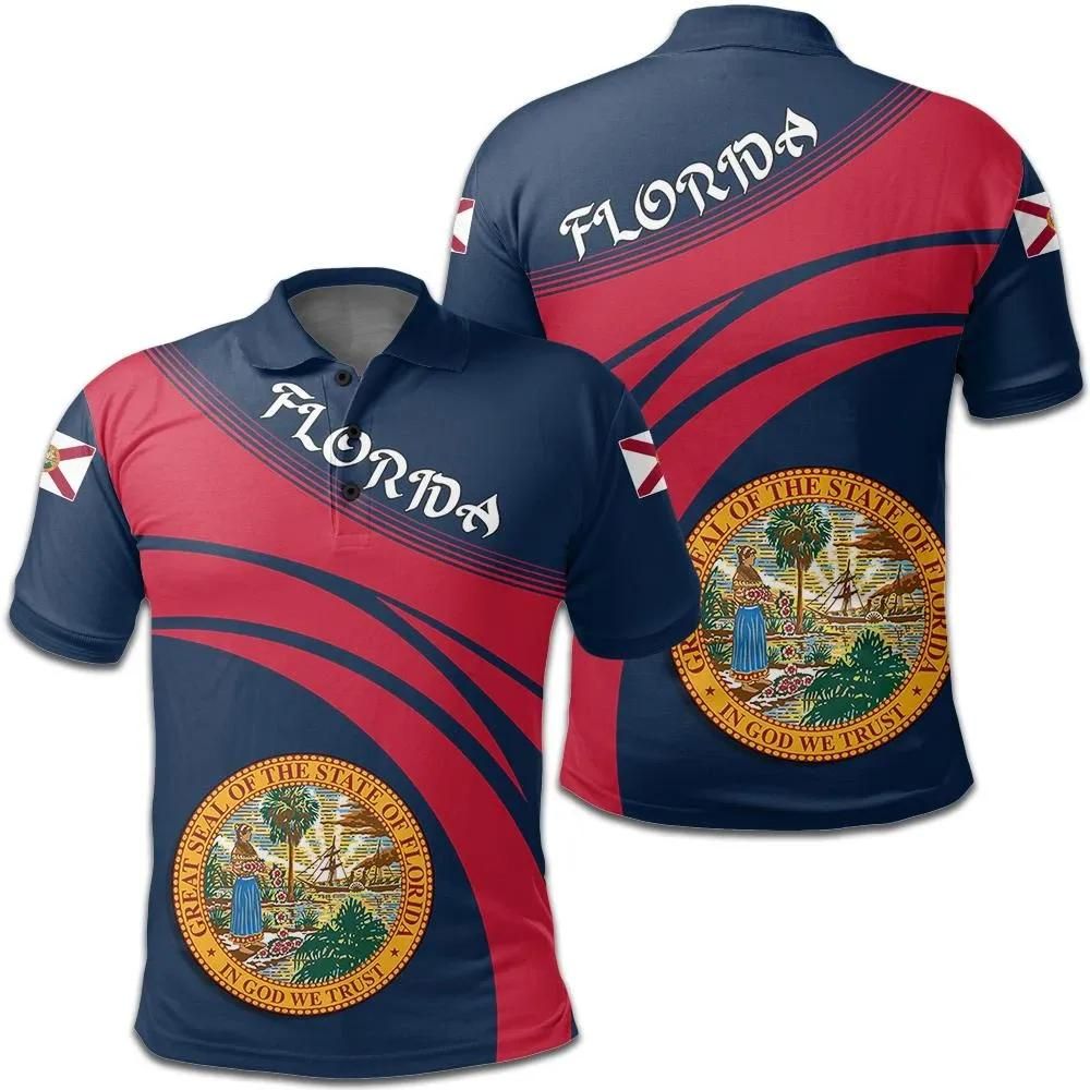 Florida Coat Of Arms Polo Shirt Cricket Style J5W Florida Coat Of Arms Polo Shirt Cricket Style J5W
