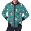 Flower Boston Terrier Pattern Print Mens Bomber Jacket