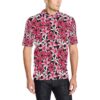 Flower Hawaiian Pink Red  Hibiscus Print Men Polo Shirt