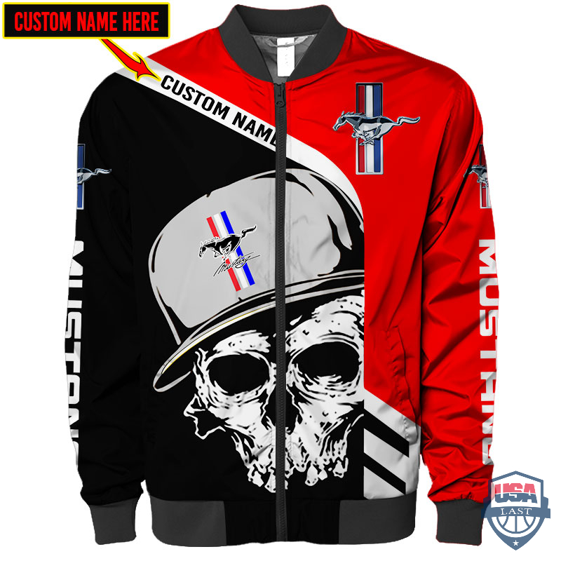 Ford Mustang Skull Cap Custom Name Bomber Jacket Ford Mustang Skull Cap Custom Name Bomber Jacket