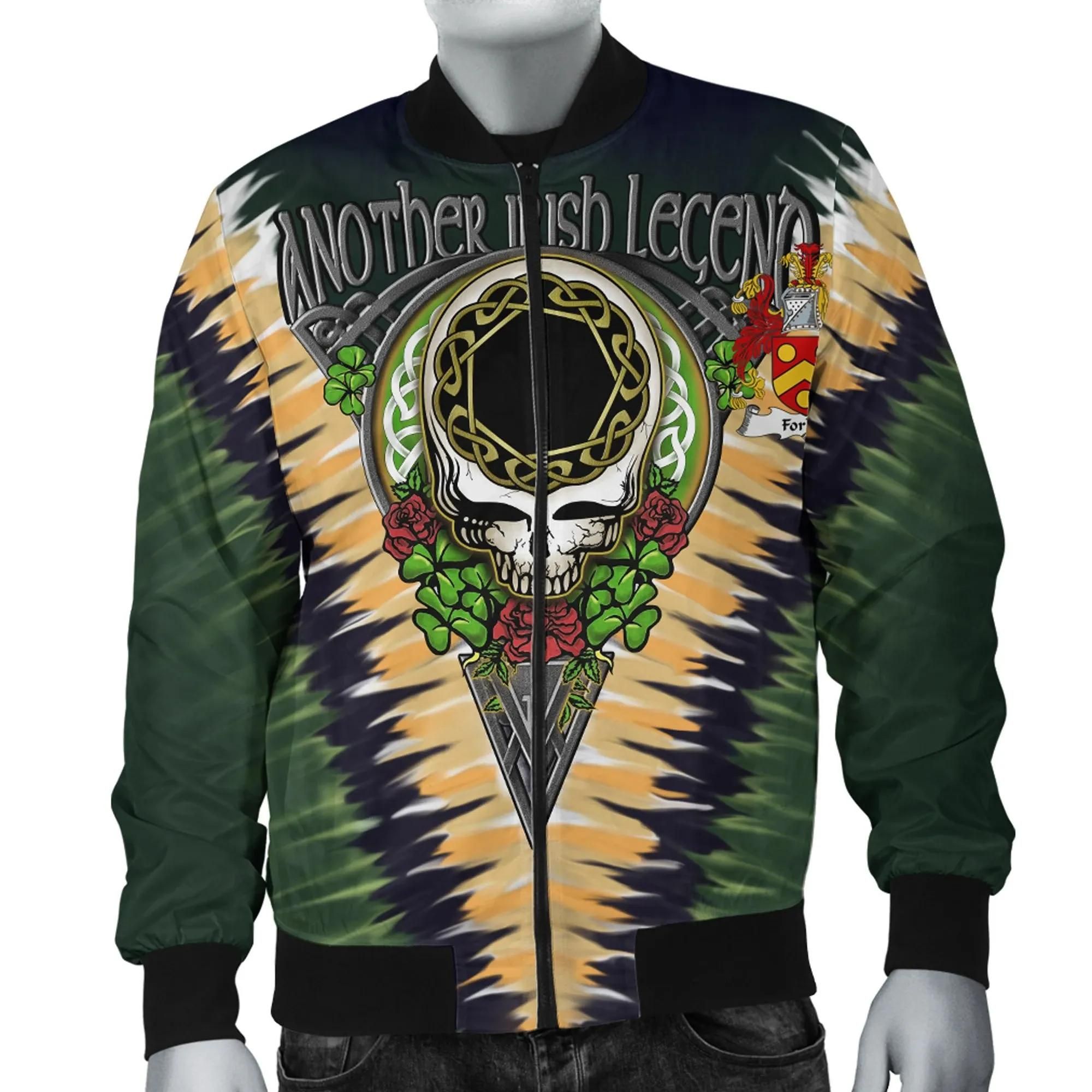 Forkin Ireland Bomber Jacket - GD Irish Legend Shamrock V Tie-Dye A7 Bomber Jacket Forkin Ireland Bomber Jacket - GD Irish Legend Shamrock V Tie-Dye A7 Bomber Jacket