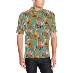 Fox Autumn Leaves Themed Men Polo Shirt