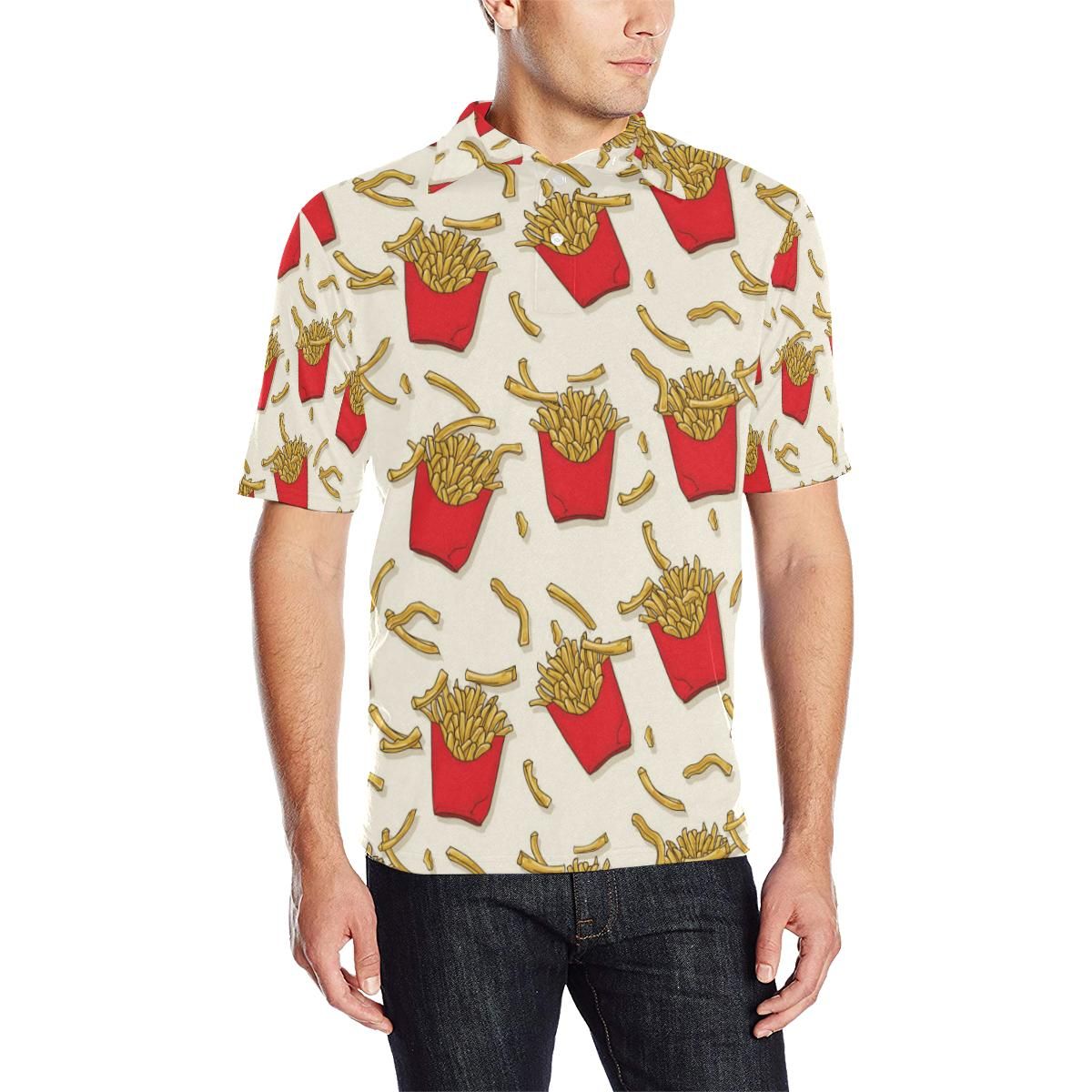 French Fried Pattern Print Design 01 Men Polo Shirt French Fried Pattern Print Design 01 Men Polo Shirt
