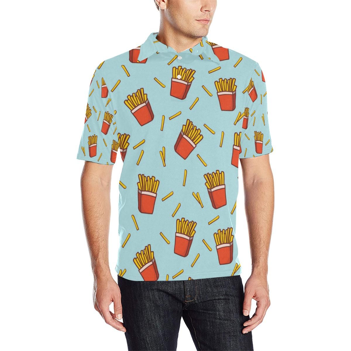 French Fried Pattern Print Design 02 Men Polo Shirt French Fried Pattern Print Design 02 Men Polo Shirt