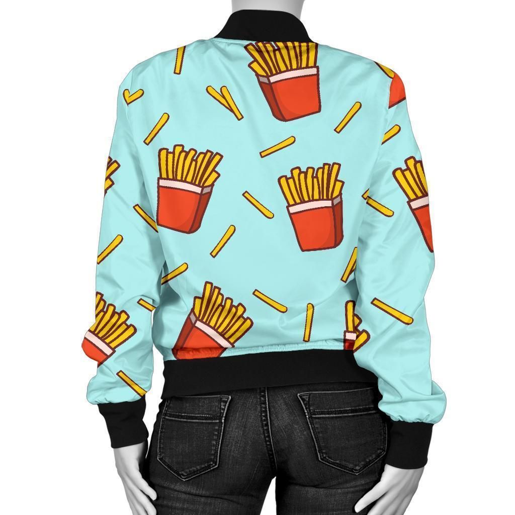 French-Fries-Print-Pattern-Women-Casual-Bomber-Jacket-2
