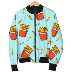 French Fries Print Pattern Women Casual Bomber Jacket