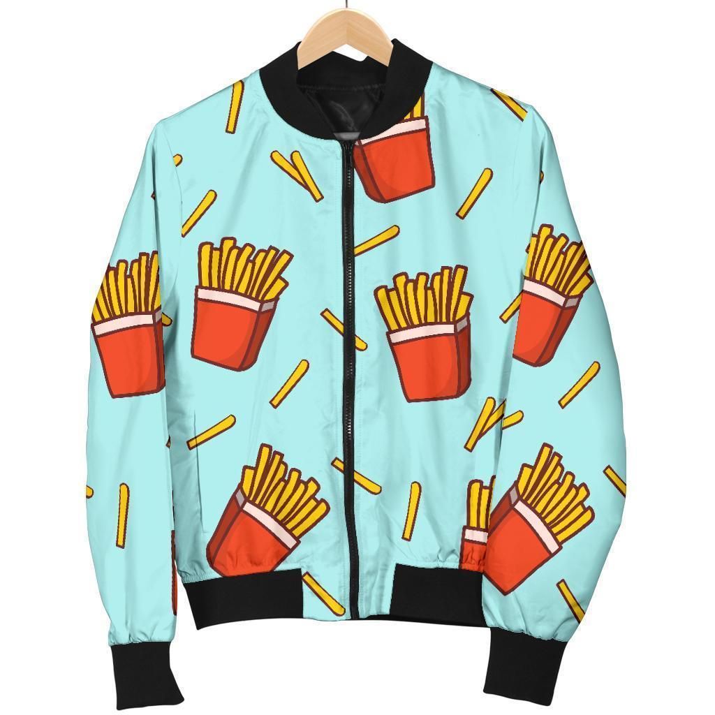 French Fries Print Pattern Women Casual Bomber Jacket French Fries Print Pattern Women Casual Bomber Jacket