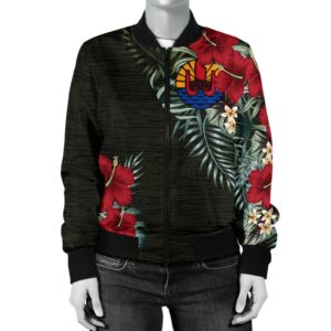 French Polynesia Hibiscus Women's Bomber Jacket A7 Bomber Jacket