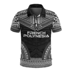 French Polynesia Polo Shirt - Polynesian Chief Black Version - BN10