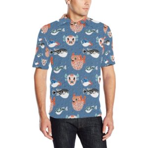 Fugu Pattern Print Design 02 Men Polo Shirt