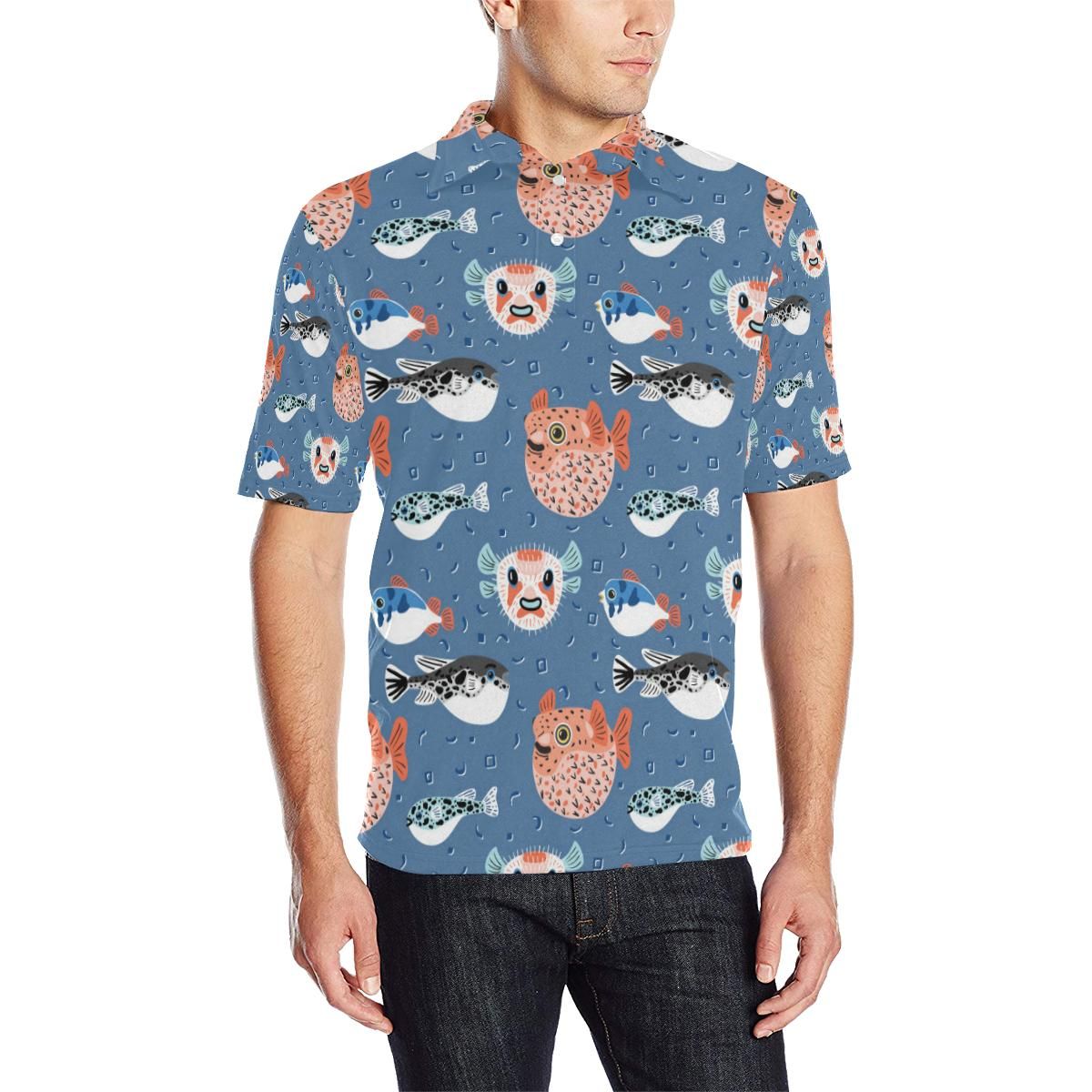 Fugu Pattern Print Design 02 Men Polo Shirt Fugu Pattern Print Design 02 Men Polo Shirt