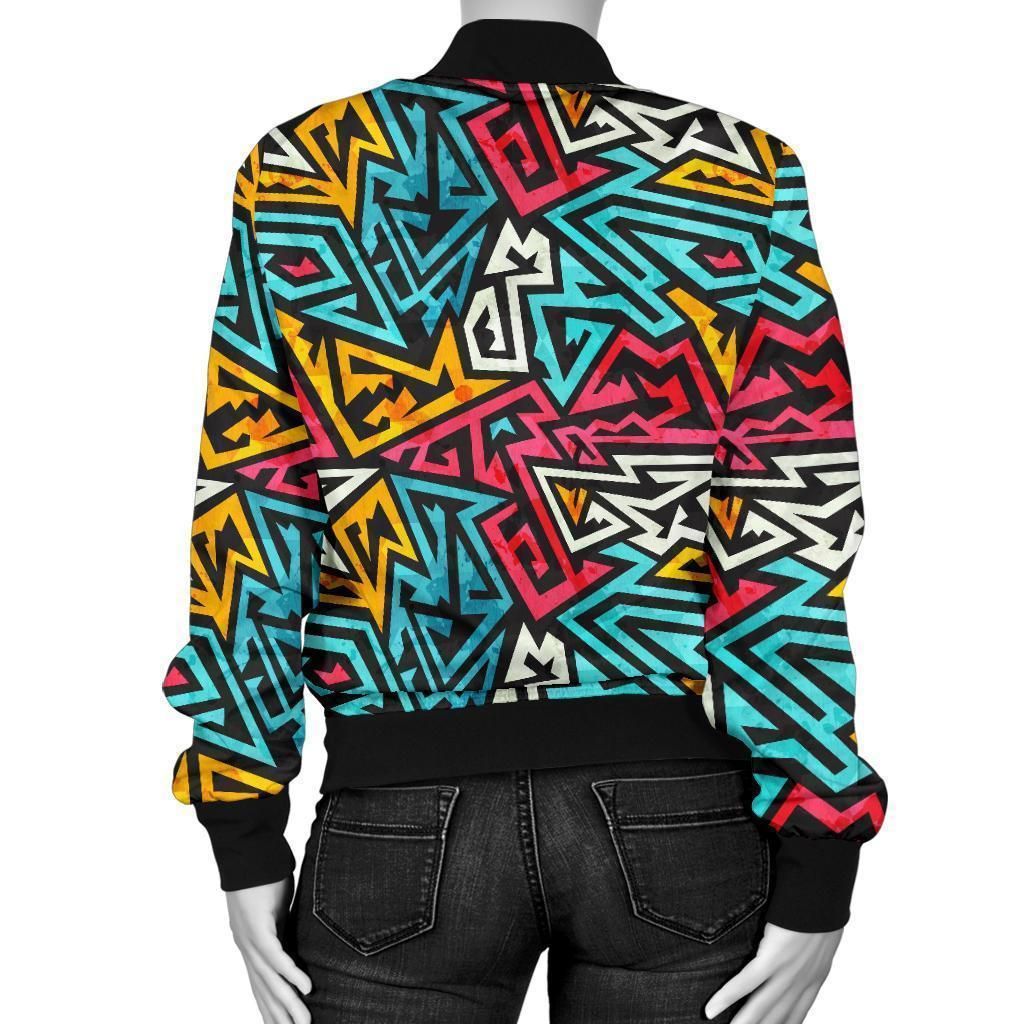 Funky-Print-Pattern-Women-Casual-Bomber-Jacket-2