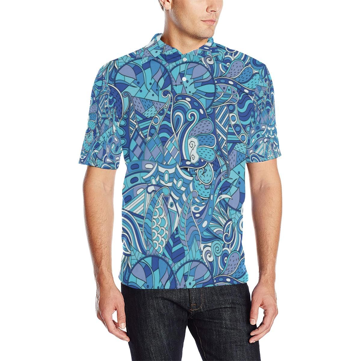 Funky Retro Pattern Print Design A02 Men Polo Shirt Funky Retro Pattern Print Design A02 Men Polo Shirt