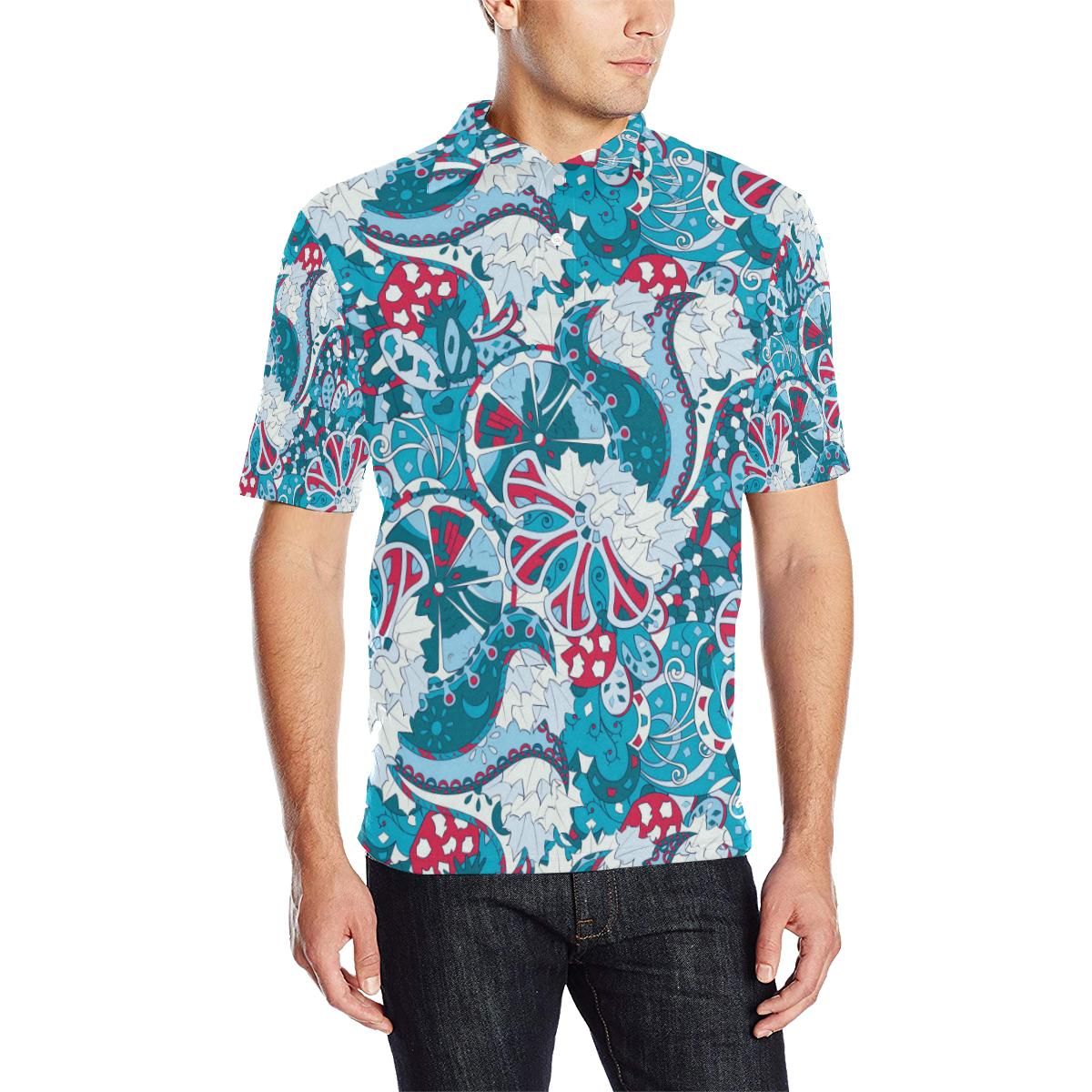 Funky Retro Pattern Print Design A05 Men Polo Shirt Funky Retro Pattern Print Design A05 Men Polo Shirt