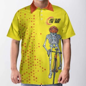 Funny Skull Cycling Enjoy The Ride Polo Shirt #V