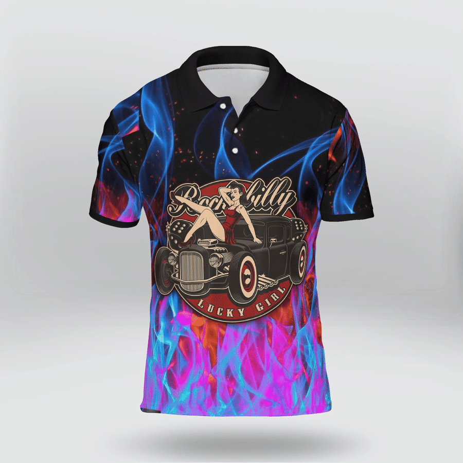 Galaxy Hot Rod Lucky Girl Polo Shirt #H Galaxy Hot Rod Lucky Girl Polo Shirt #H