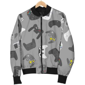 Gaming Joystick Print Pattern Women Casual Bomber Jacket