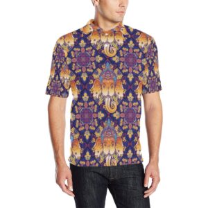Ganesha Pattern Print Design 01 Men Polo Shirt