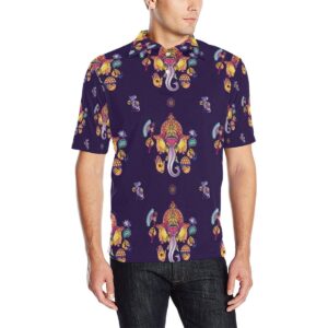 Ganesha Pattern Print Design 04 Men Polo Shirt