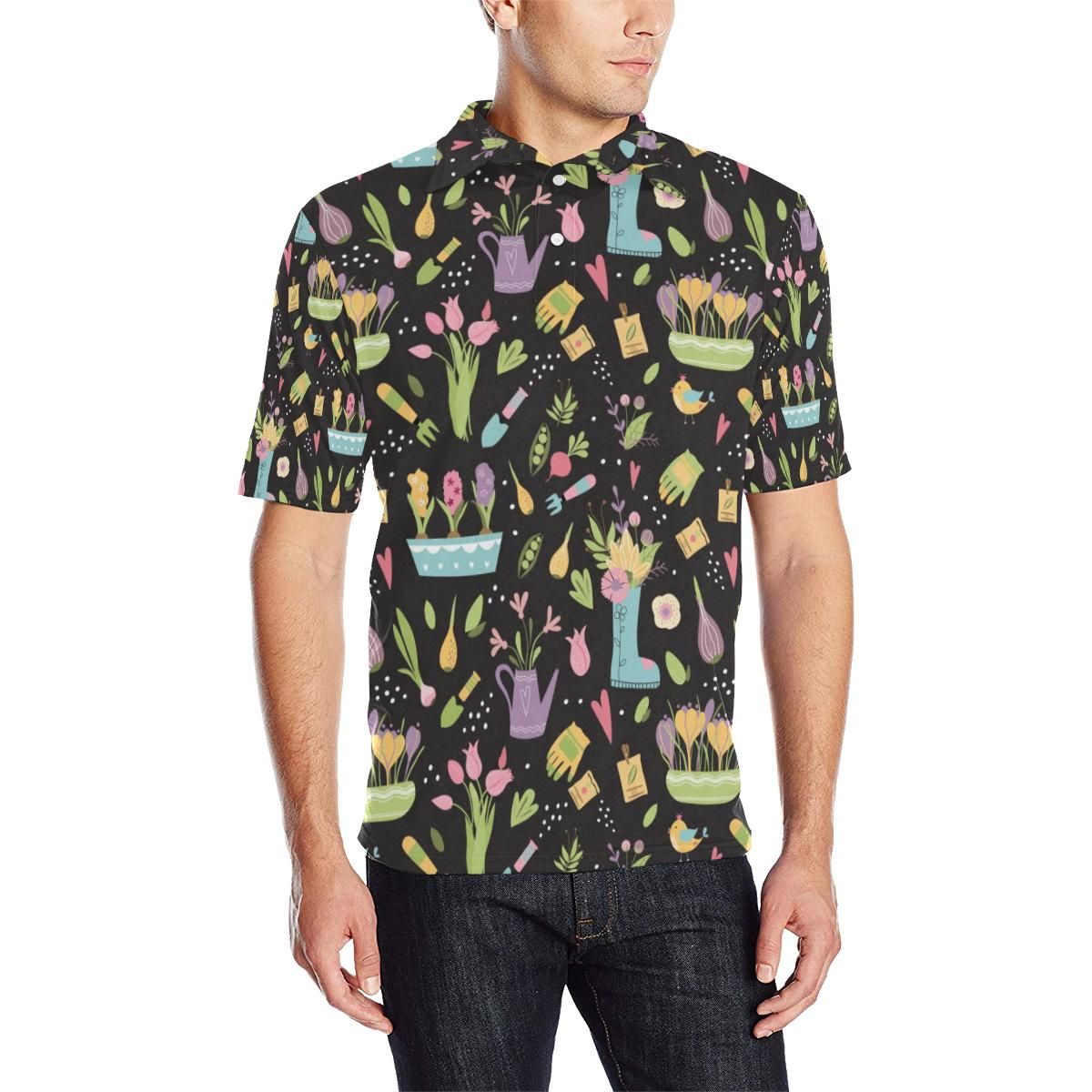 Gardening Pattern Print Design G03 Men Polo Shirt Gardening Pattern Print Design G03 Men Polo Shirt