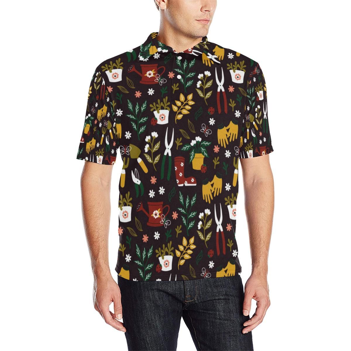 Gardening Pattern Print Design G05 Men Polo Shirt Gardening Pattern Print Design G05 Men Polo Shirt
