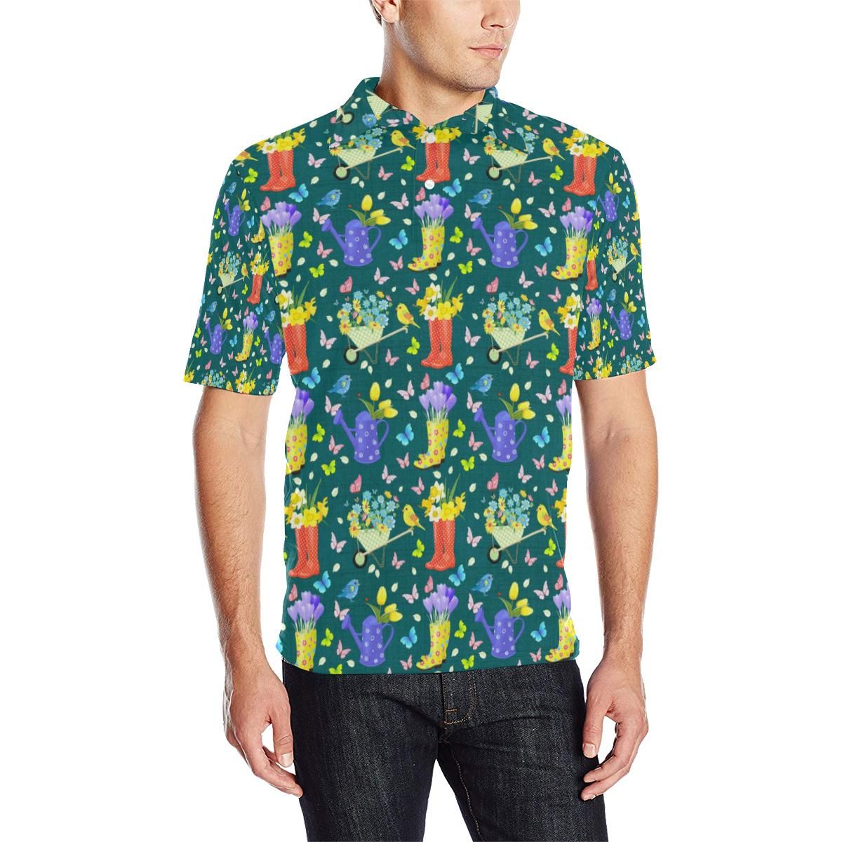 Gardening Pattern Print Design G08 Men Polo Shirt Gardening Pattern Print Design G08 Men Polo Shirt