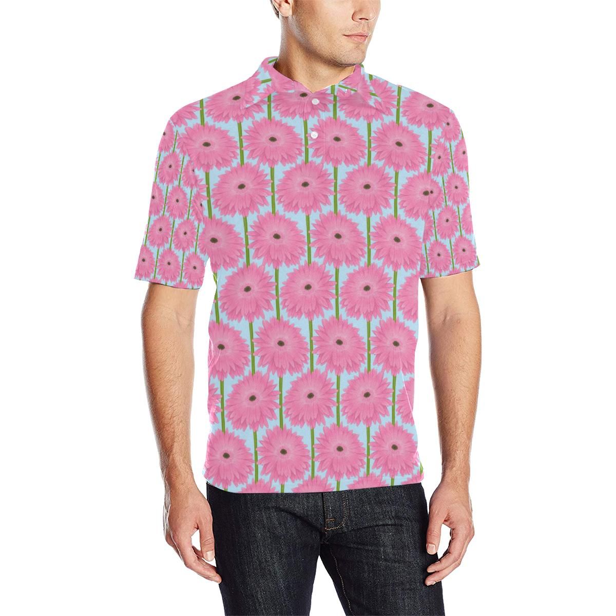 Gerberas Pattern Print Design Gb01 Men Polo Shirt Gerberas Pattern Print Design Gb01 Men Polo Shirt