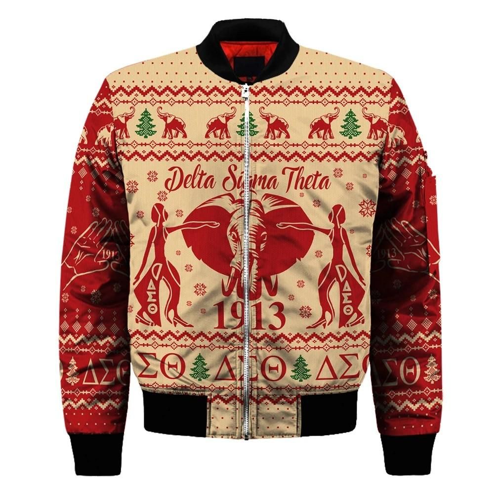 Getteestore Jacket - Delta Sigma Theta Elephant Christmas Sleeve Zip Bomber Jacket A31 Bomber Jacket Getteestore Jacket - Delta Sigma Theta Elephant Christmas Sleeve Zip Bomber Jacket A31 Bomber Jacket