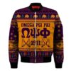 Getteestore Jacket - Omega Psi Phi Handsign Christmas Sleeve Zip Bomber Jacket A31 Bomber Jacket