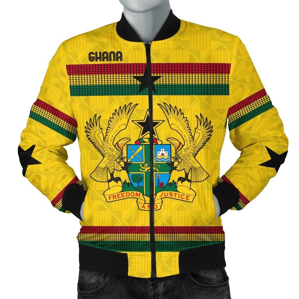 Ghana Bomber Jacket Kente Round Pattern Coat Of Arms Men A10 Bomber Jacket Ghana Bomber Jacket Kente Round Pattern Coat Of Arms Men A10 Bomber Jacket