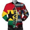 Ghana Men's Bomber Jacket - Flag & Kente Pattern Special A25 Bomber Jacket