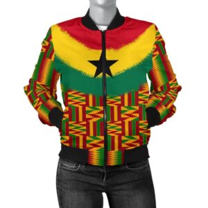 Ghana Women's Bomber Jacket kente Cloth Th5 Bomber Jacket
