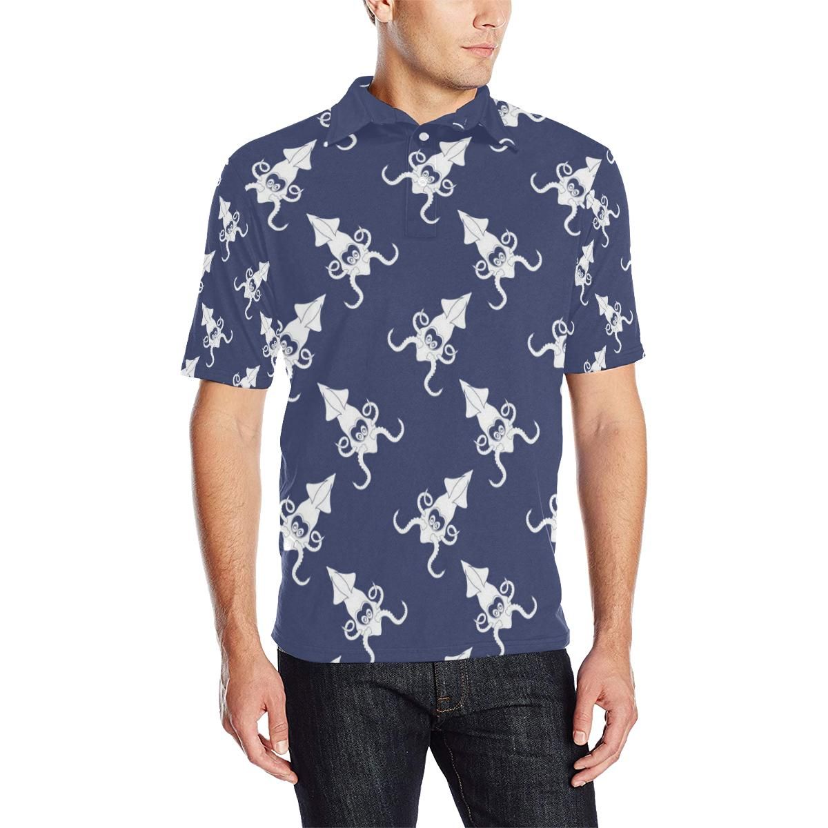 Giant Squid Pattern Print Design 02 Men Polo Shirt Giant Squid Pattern Print Design 02 Men Polo Shirt
