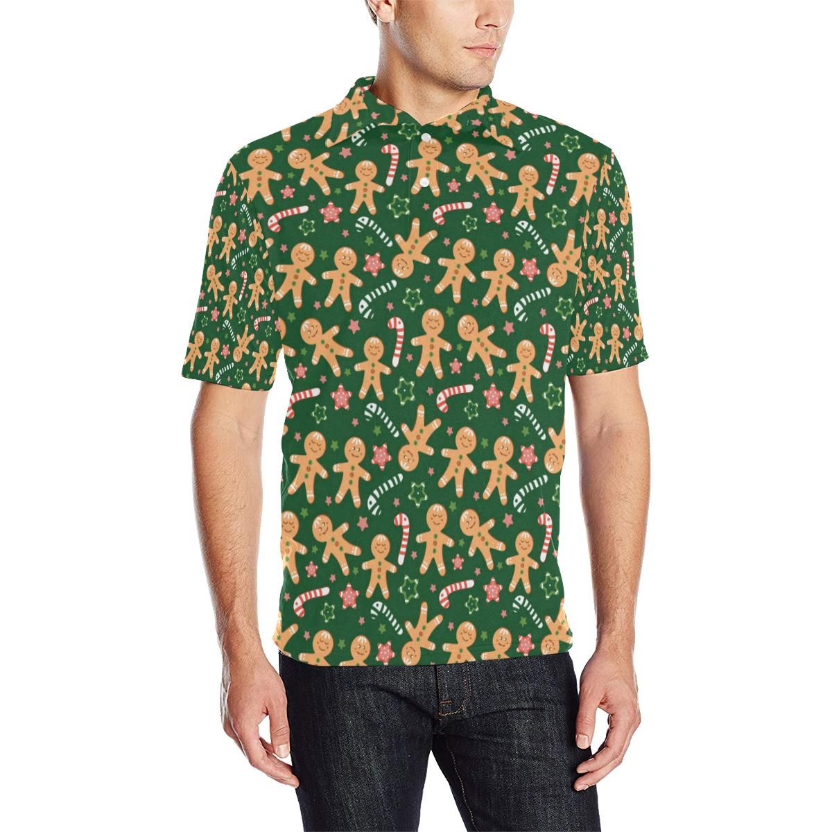 Gingerbread Pattern Print Design 04 Men Polo Shirt Gingerbread Pattern Print Design 04 Men Polo Shirt