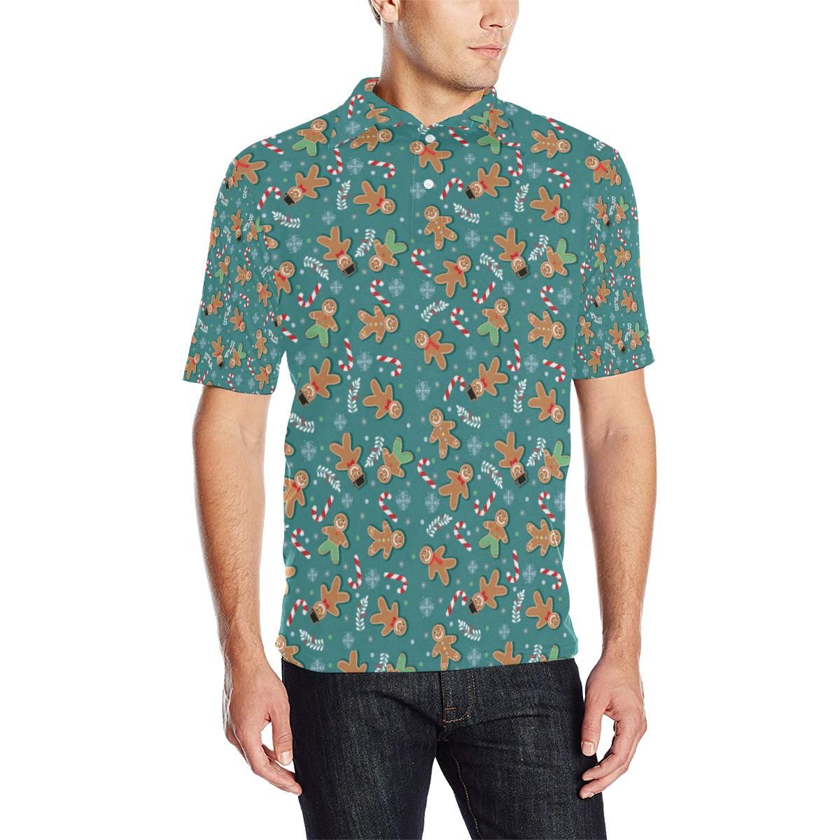 Gingerbread Pattern Print Design 05 Men Polo Shirt Gingerbread Pattern Print Design 05 Men Polo Shirt