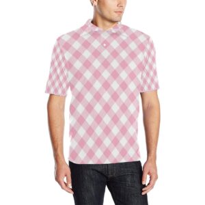 Gingham Pink Pattern Print Design 02 Men Polo Shirt