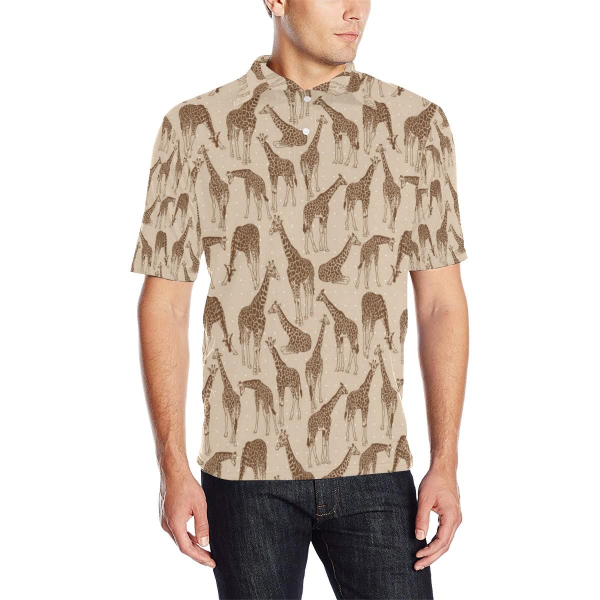 Giraffe Pattern Design Print Men Polo Shirt Giraffe Pattern Design Print Men Polo Shirt